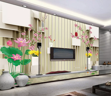 3D Lotus Swan Fish 1160 Wallpaper AJ Wallpaper 2 