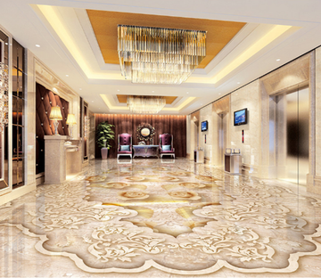 3D Golden Flower 070 Floor Mural Wallpaper AJ Wallpaper 2 