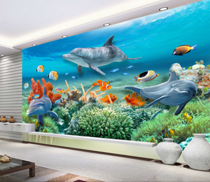 3D Seaweed Dolphin 172 Wallpaper AJ Wallpaper 