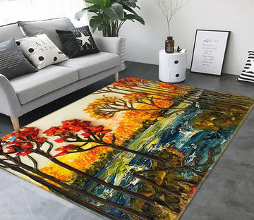 3D Oil Painting Maple Forest 732 Non Slip Rug Mat Mat AJ Creativity Home 