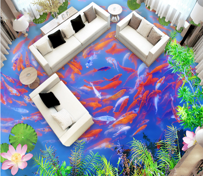 3D Goldfish Pond 049 Floor Mural Wallpaper AJ Wallpaper 2 
