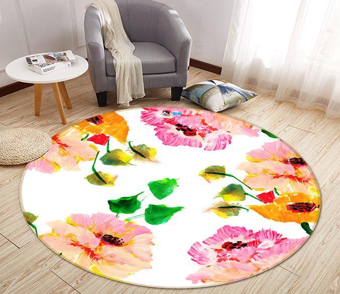 3D Flower Around 196 Round Non Slip Rug Mat Mat AJ Creativity Home 