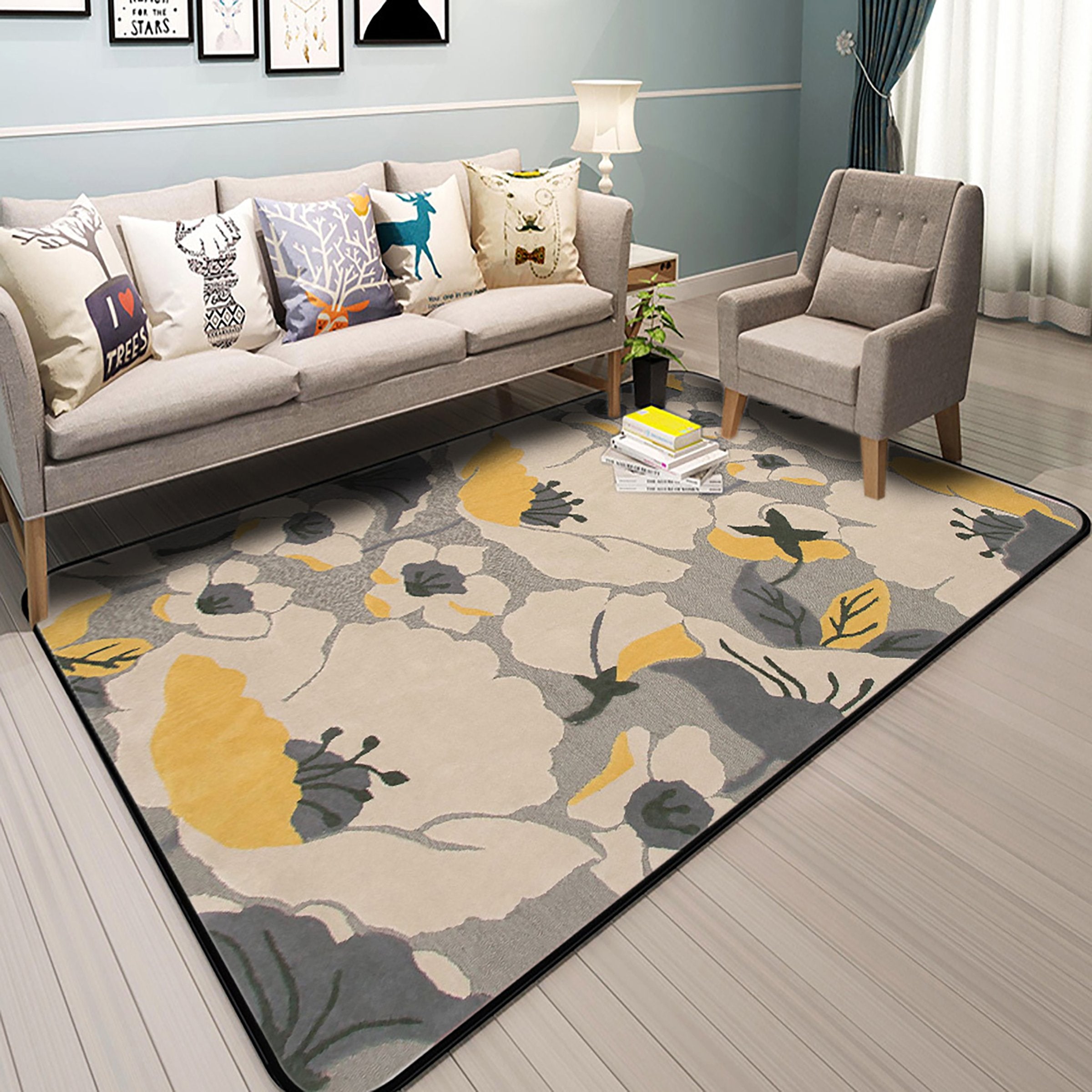 3D Yellow Flower WG012 Non Slip Rug Mat Mat AJ Creativity Home 