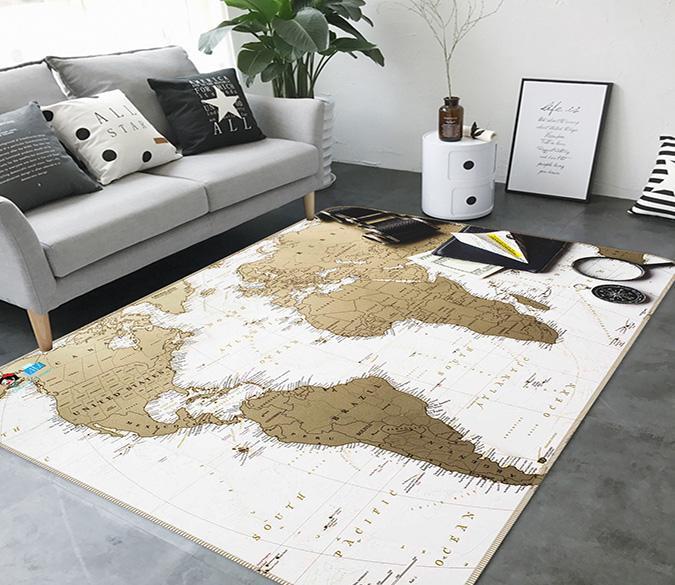 3D Gray Map 288 Non Slip Rug Mat Mat AJ Creativity Home 