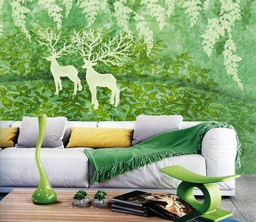 3D Green Deer 062 Wallpaper AJ Wallpaper 