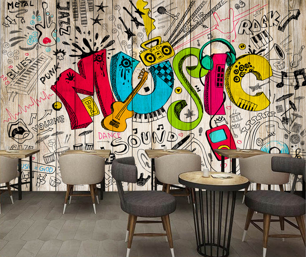 3D Guitar Earphone WG372 Wall Murals