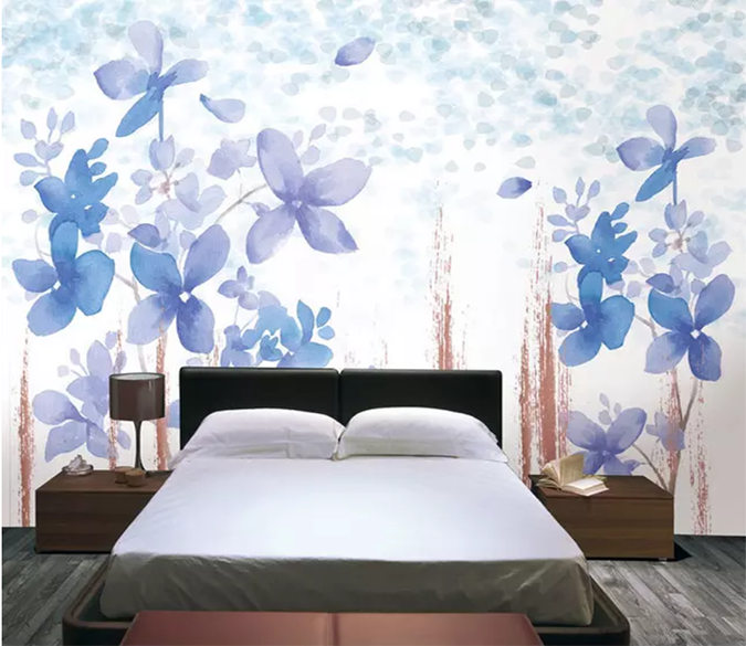 3D Blue Ink Flower Petal 1412 Wallpaper AJ Wallpaper 2 