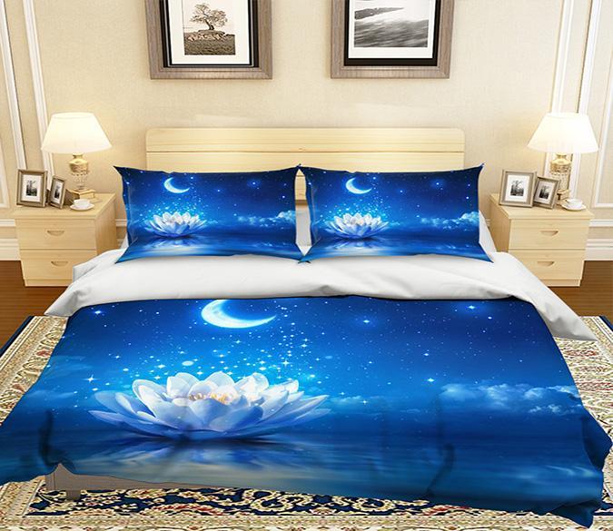 3D Moon Lotus 249 Bed Pillowcases Quilt Wallpaper AJ Wallpaper 