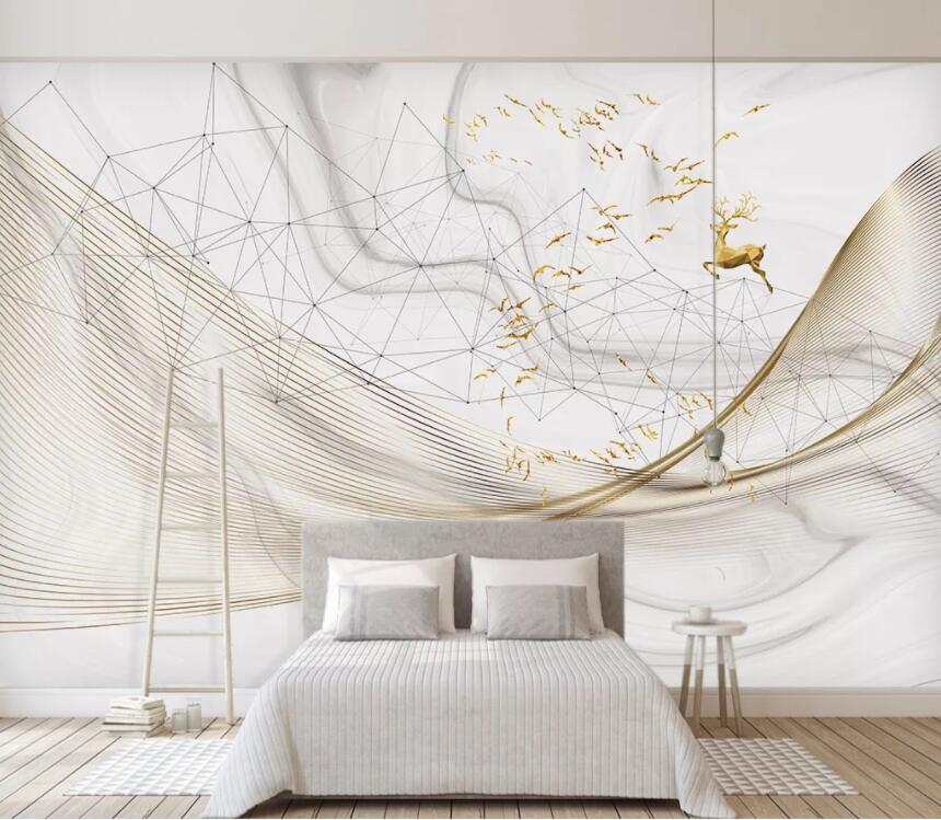 3D Golden Goose Flock WC2640 Wall Murals
