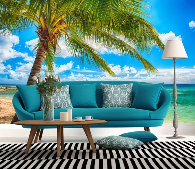 3D Coconut Tree Sea 1110 Wallpaper AJ Wallpaper 2 