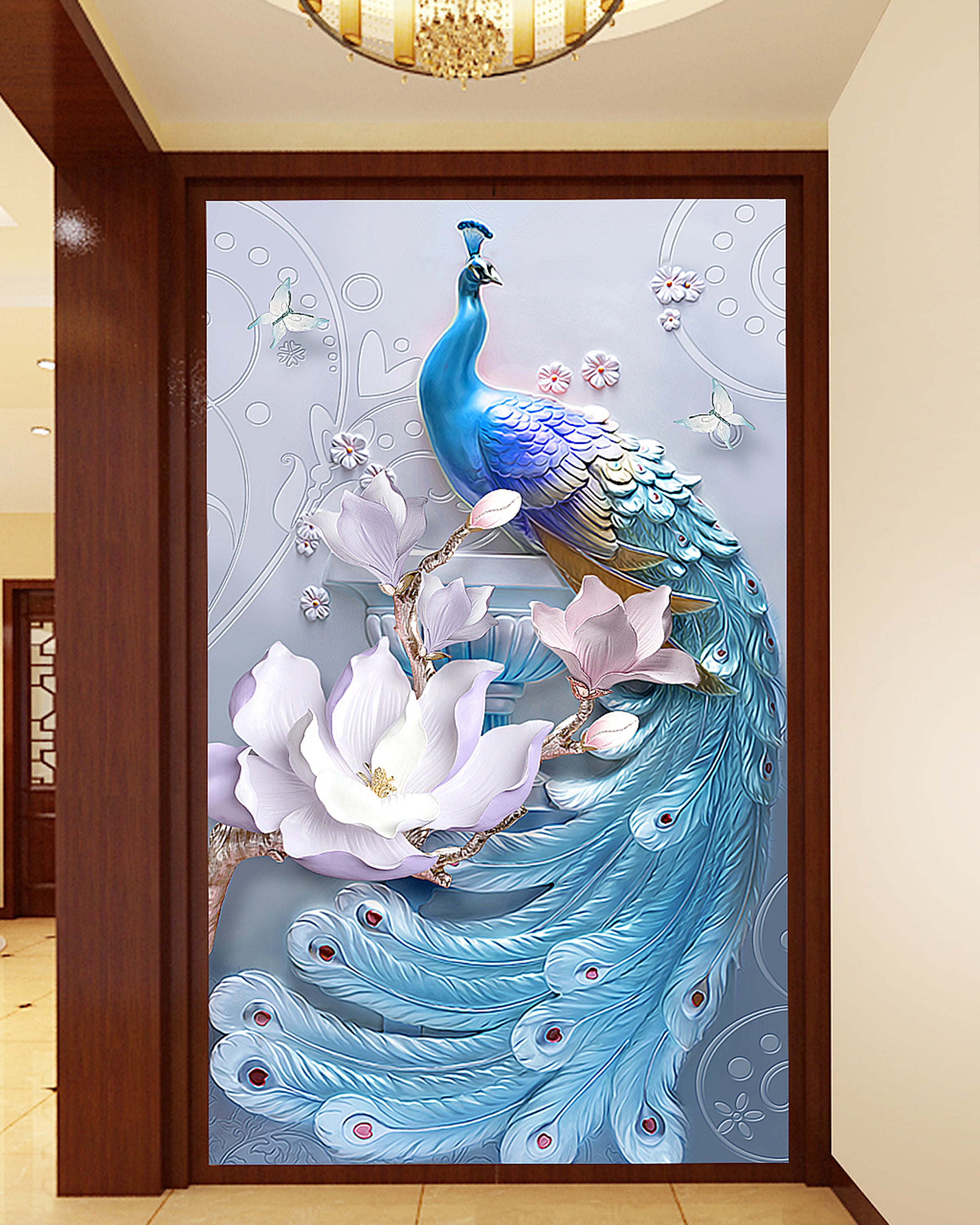 3D Pearl Peacock WG013 Wall Murals