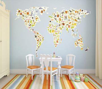 3D Animal Map 001 Wall Stickers Wallpaper AJ Wallpaper 