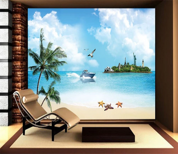 3D Coconut Tree Starfish Island 852 Wallpaper AJ Wallpaper 2 