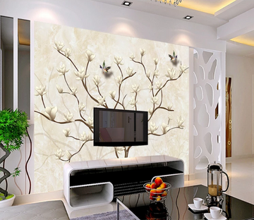 3D Tree Flowering Bird 758 Wallpaper AJ Wallpaper 2 