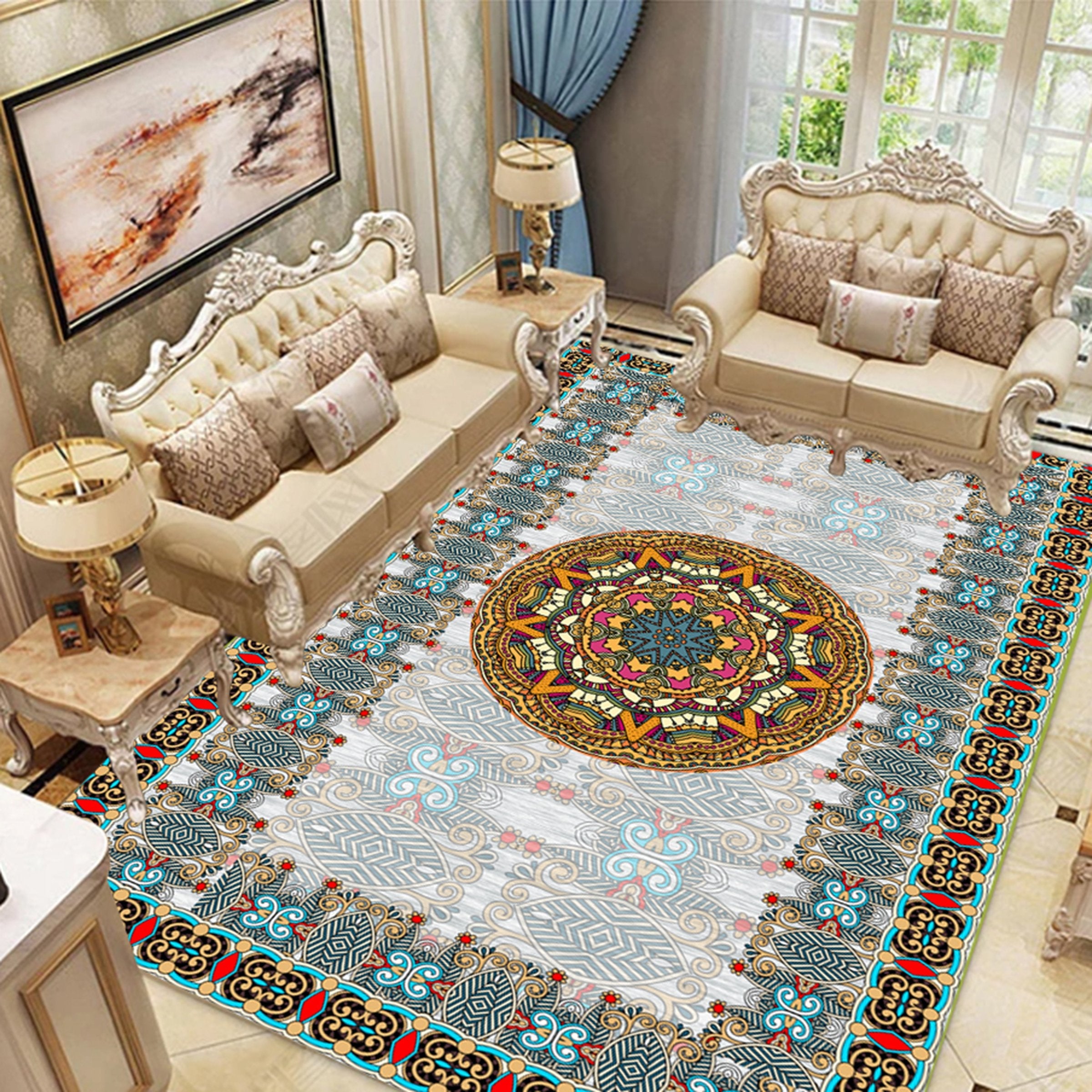 3D Round Color Pattern WG419 Non Slip Rug Mat Mat AJ Creativity Home 