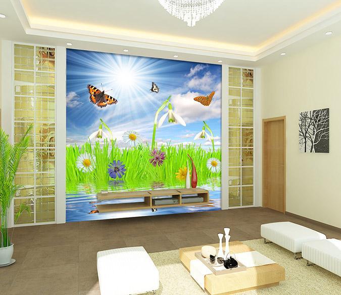 3D Sunshine Butterfly 799 Wallpaper AJ Wallpaper 