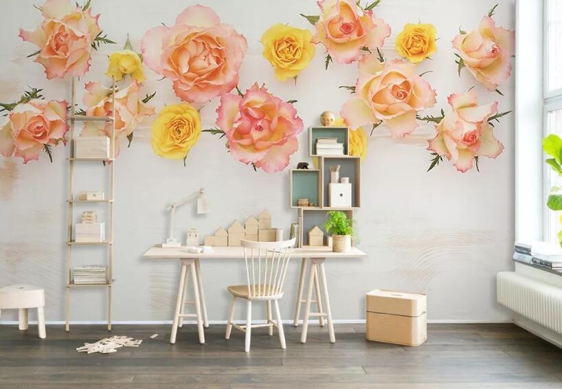 3D Color Rrose WC105 Wall Murals