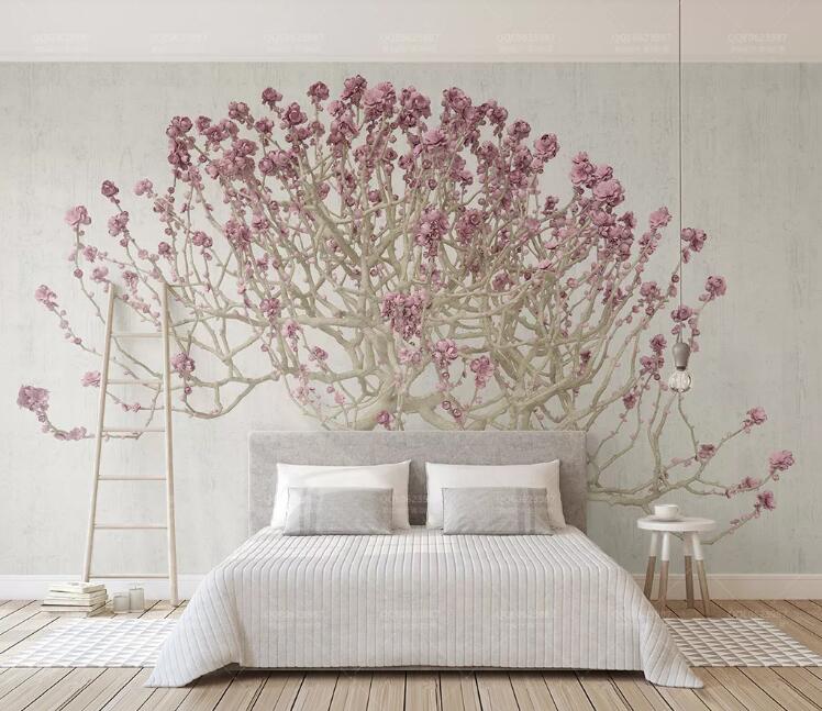 3D Purple Flower Bunch WC229 Wall Murals