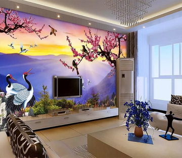 3D Plum Blossom Crane 1164 Wallpaper AJ Wallpaper 2 