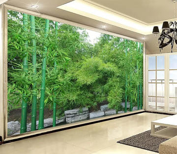 3D Bamboo Forest Stone 1234 Wallpaper AJ Wallpaper 2 