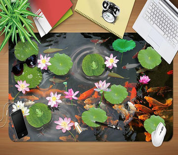 3D Pond Lotus Leaf 015 Desk Mat Mat AJ Creativity Home 