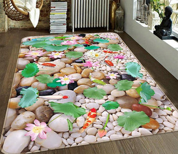 3D Stone Lotus 014 Non Slip Rug Mat Mat AJ Creativity Home 