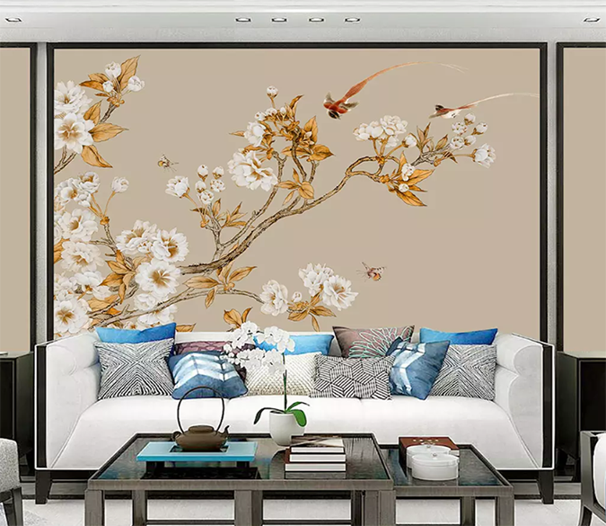 3D Yellow Leaf Flower 1529 Wallpaper AJ Wallpaper 2 