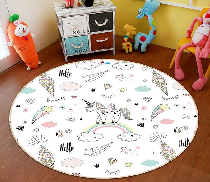 3D Rainbow Pentagram 294 Round Non Slip Rug Mat Mat AJ Creativity Home 