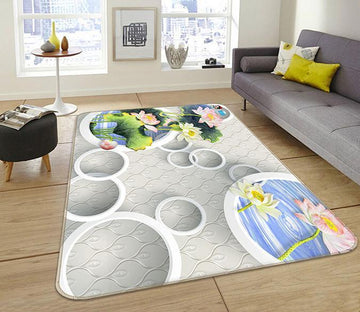 3D Circle Lotus 735 Non Slip Rug Mat Mat AJ Creativity Home 
