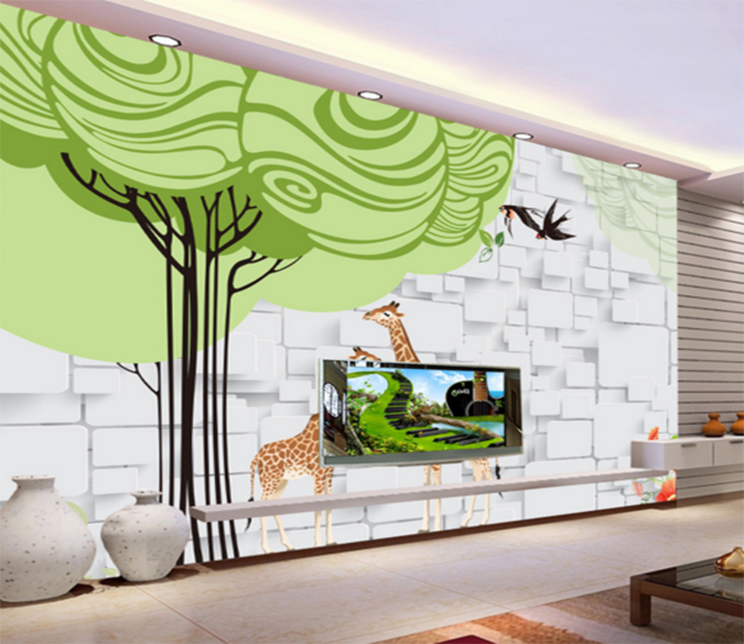 3D Giraffe Bird 230 Wallpaper AJ Wallpaper 