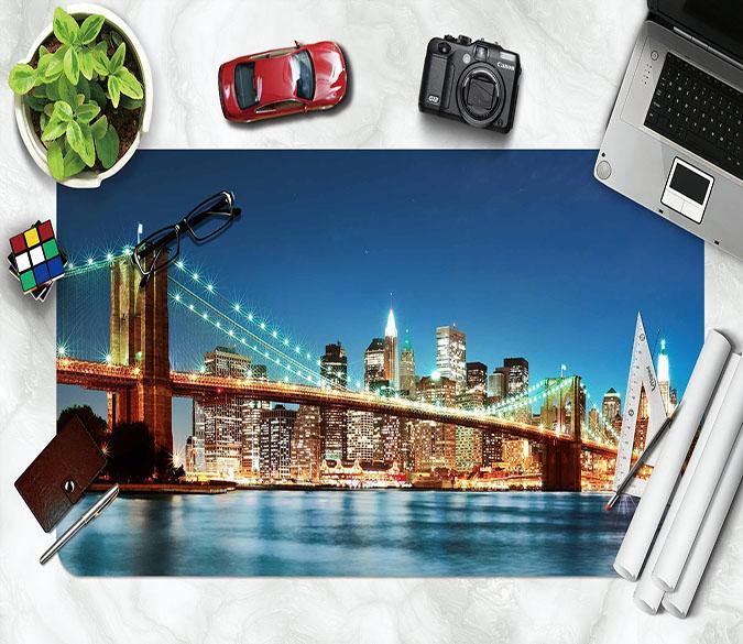 3D New York City Bridge 057 Desk Mat Mat AJ Creativity Home 