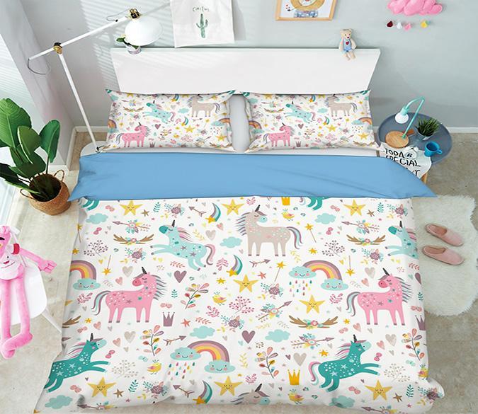 3D Rainbow Horse 072 Bed Pillowcases Quilt Wallpaper AJ Wallpaper 