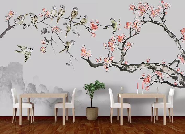 3D Flower Bird WG02 Wall Murals Wallpaper AJ Wallpaper 2 