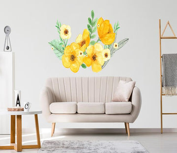 3D Yellow Flower Blooming 202 Wall Stickers Wallpaper AJ Wallpaper 