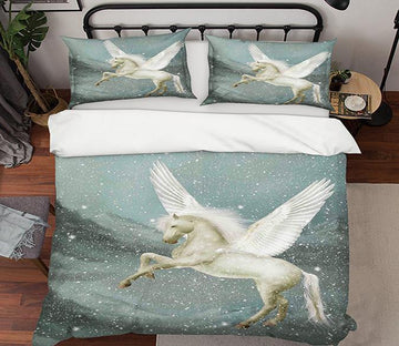 3D Pegasus Snow 014 Bed Pillowcases Quilt Wallpaper AJ Wallpaper 