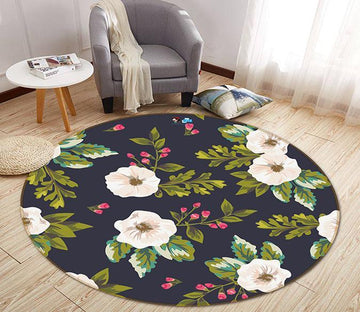 3D Flower Green Leaf 199 Round Non Slip Rug Mat Mat AJ Creativity Home 