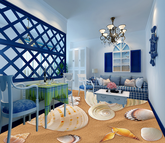 3D Beach Shells 060 Floor Mural Wallpaper AJ Wallpaper 2 