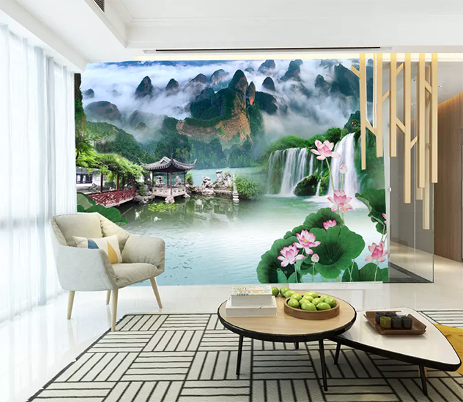 3D Waterfall Pavilion 1375 Wallpaper AJ Wallpaper 2 