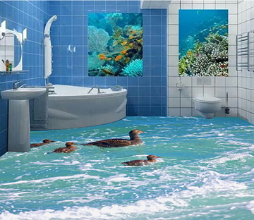 3D Water Duck 187 Floor Mural Wallpaper AJ Wallpaper 2 