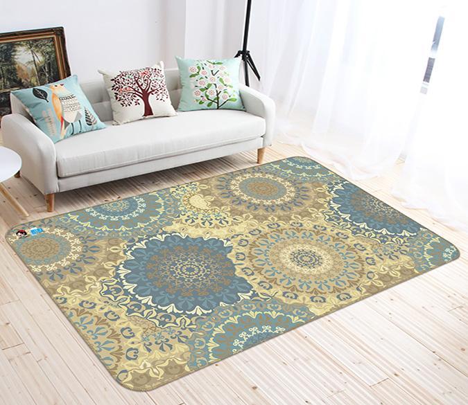 3D Flower Wheel Pattern 092 Non Slip Rug Mat Mat AJ Creativity Home 