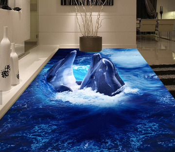 3D Cute Dolphin 011 Floor Mural Wallpaper AJ Wallpaper 2 