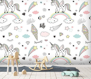 3D Rainbow Unicorn 066 Wallpaper AJ Wallpaper 