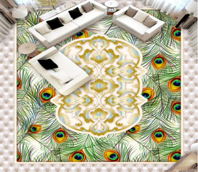 3D Peacock Tail 056 Floor Mural Wallpaper AJ Wallpaper 2 