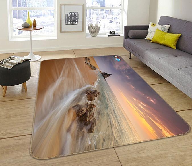 3D Dusk Beach 042 Non Slip Rug Mat Mat AJ Creativity Home 
