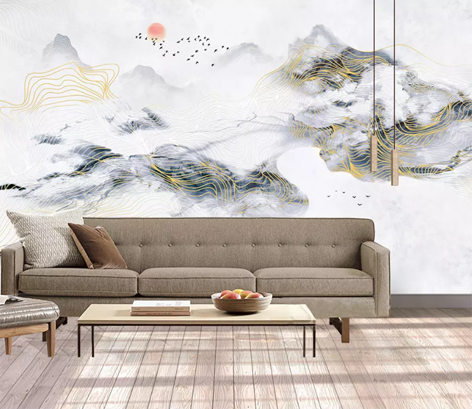 3D Painting Sun Mountain 1555 Wallpaper AJ Wallpaper 2 