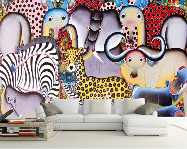 3D Zebra Leopard WG061 Wall Murals