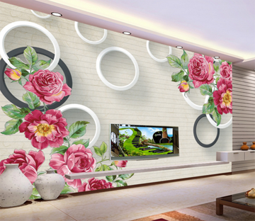 3D Safflower Round 308 Wallpaper AJ Wallpaper 