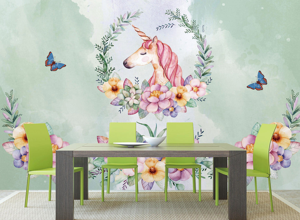 3D Butterfly Unicorn WG135 Wall Murals
