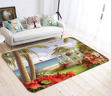 3D Pavilion Coconut Tree 742 Non Slip Rug Mat Mat AJ Creativity Home 