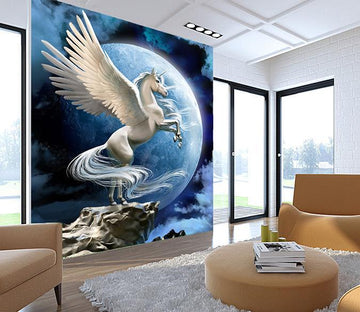 3D Moon Wings Unicorn 027 Wallpaper AJ Wallpaper 